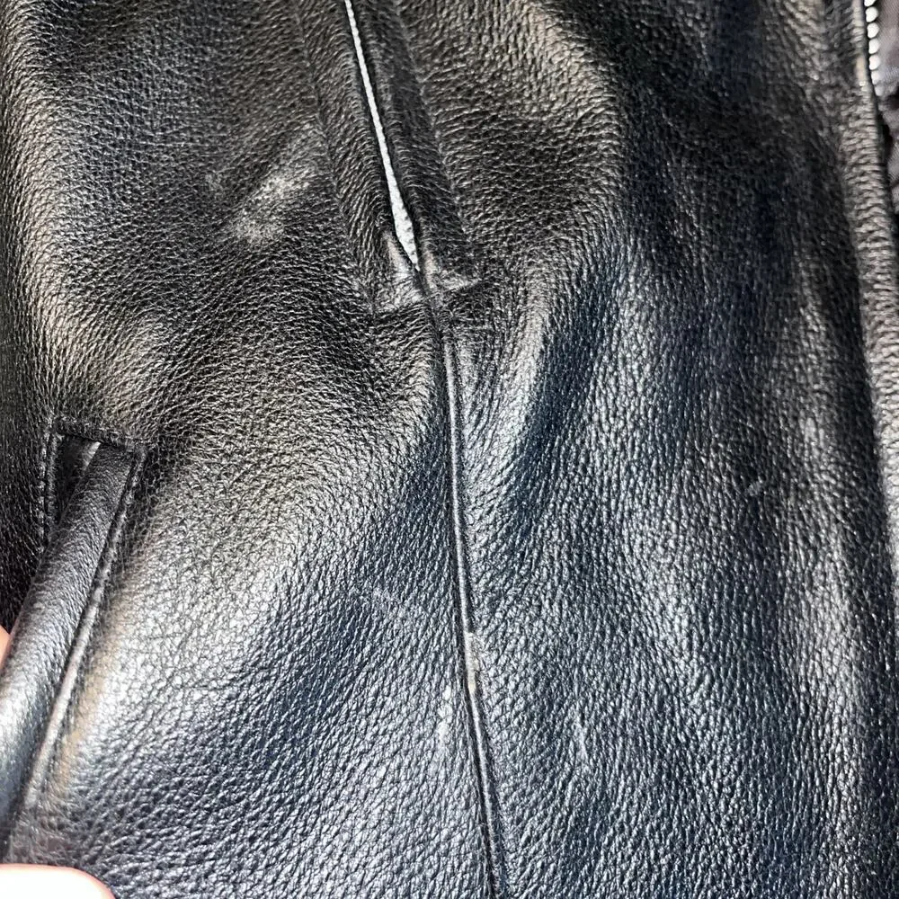 VINTAGE Wilsons Heavy Leather Motorcycle Jacket Mens XL Black Thinsulate